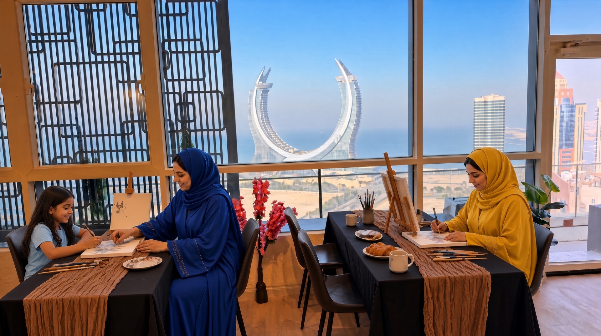 جلسة رسم عائلية بإطلالة لوسيل في AYADI